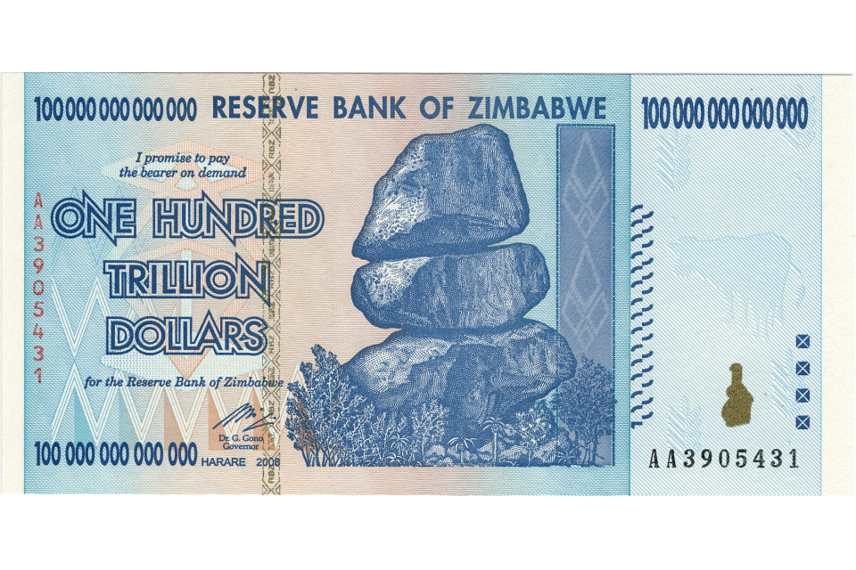 100 trilionů zimbabwských dolarů - peníze - bankovka